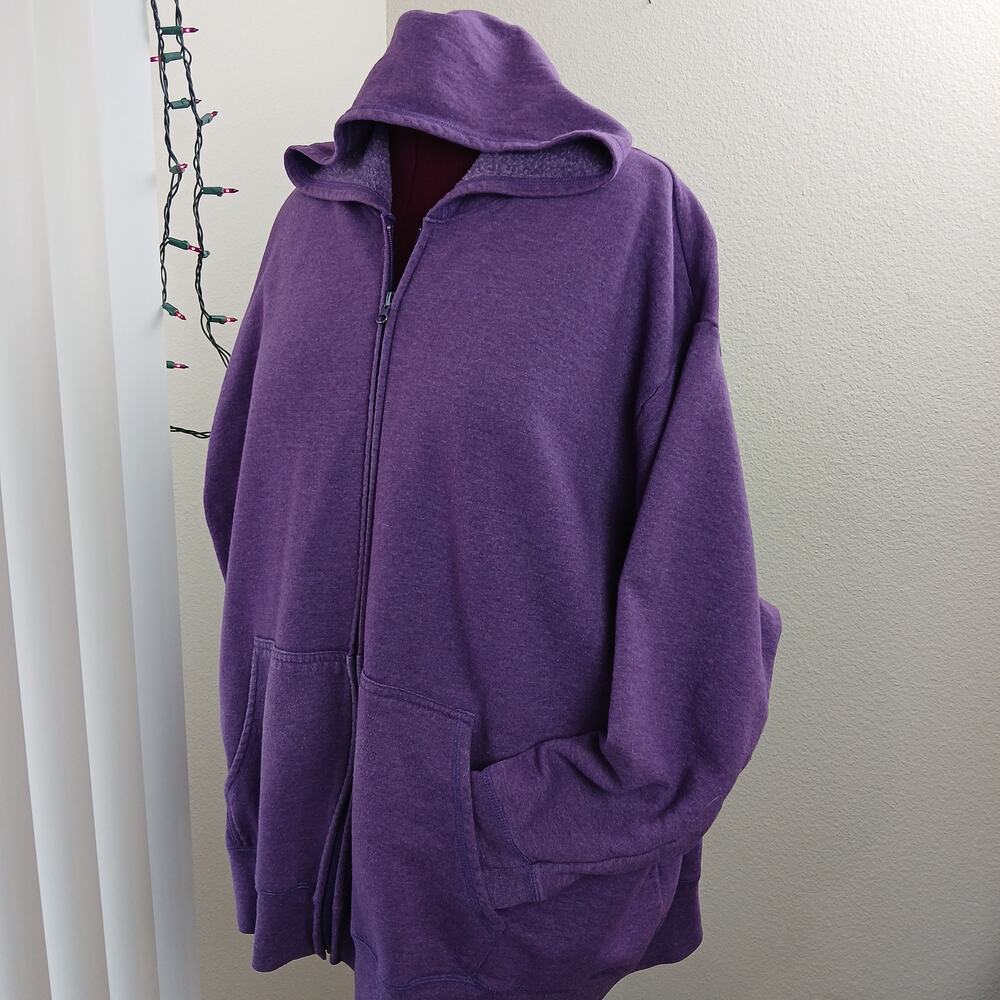 JMS Purple Zip Hoodie 5X (30W / 32W) plus size lightweight sweatshirt